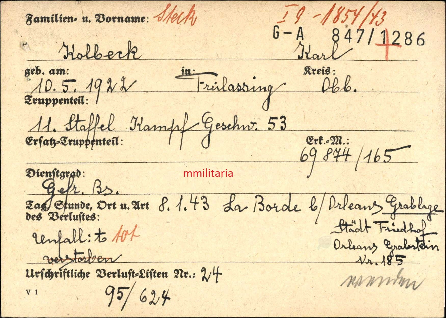 Sterbebild Brüder Gefreiter 1. Komp. Panz. Aufkl. Abt. 92 Gefreiter 11. Staffel Kampfgeschwader 53 Orleans Frankreich - www.mmilitaria.com