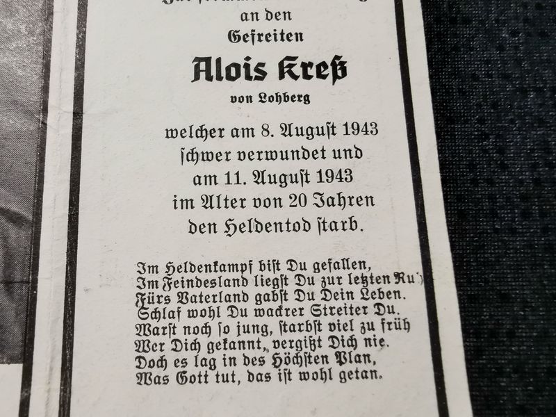 Sterbebild Gefreiter Lohberg HVP Uspenskaja Charkiw Ukraine - www.mmilitaria.com