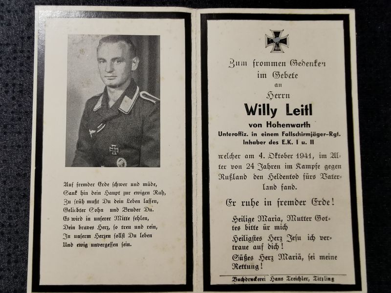 Sterbebild Unteroffizier 6. Komp. Fallschirmjäger Regt. 2 EK I & II Petruschino Russland - www.mmilitaria.com