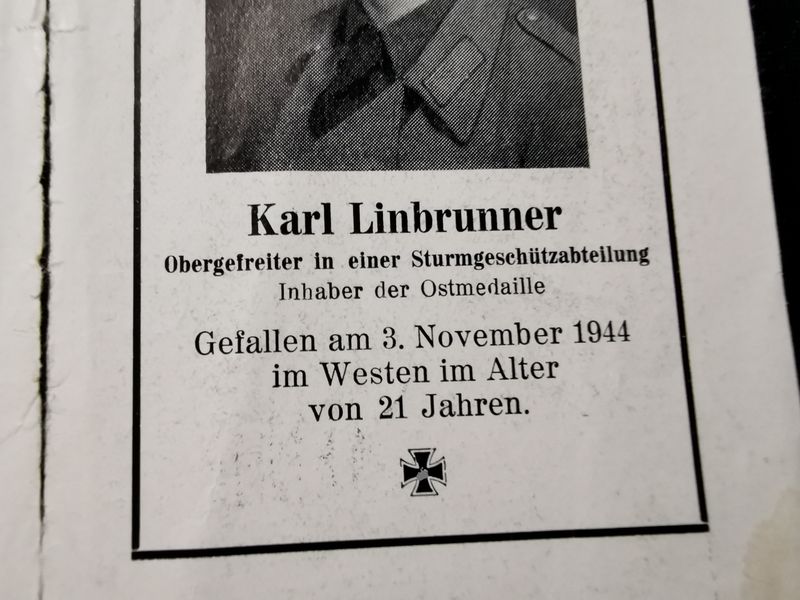 Sterbebild Brüder Hofkirchen Rottwachtmeister Schutzpolizei + Panzergrenadier 3. Pz. Gren. Btl. + Obergefreiter Sturmgeschütz Abt. Slowakei Ostpreußen Holland - www.mmilitaria.com