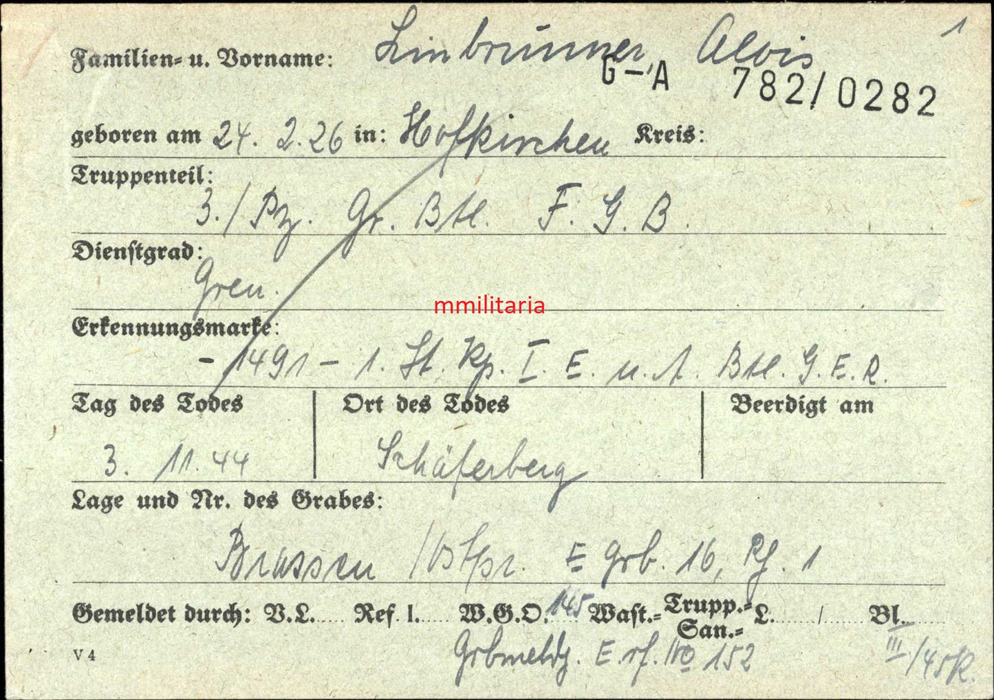 Sterbebild Brüder Hofkirchen Rottwachtmeister Schutzpolizei + Panzergrenadier 3. Pz. Gren. Btl. + Obergefreiter Sturmgeschütz Abt. Slowakei Ostpreußen Holland - www.mmilitaria.com