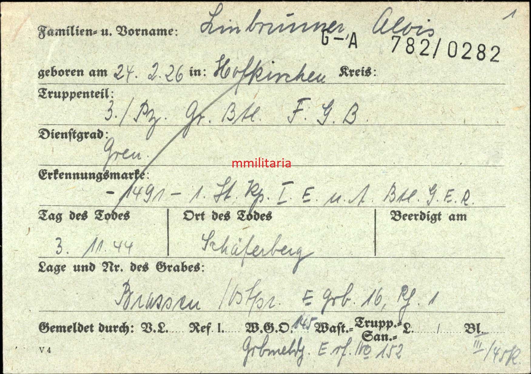 Sterbebild Brüder Hofkirchen Rottwachtmeister Schutzpolizei + Panzergrenadier 3. Pz. Gren. Btl. + Obergefreiter Sturmgeschütz Abt. Slowakei Ostpreußen Holland - www.mmilitaria.com