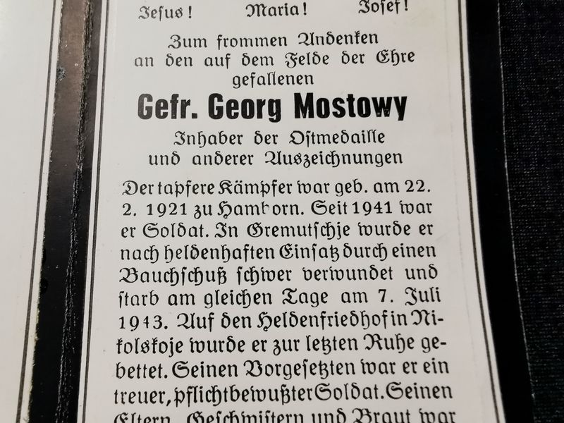 Sterbebild Gefreiter 1. Komp. Gren. Regt. 239 Gremutschje Russland - www.mmilitaria.com