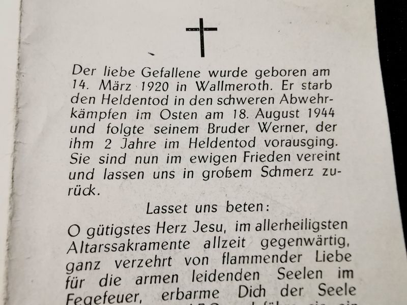 Sterbebild Sanitäts-Obergefreiter Katzwinkel Pionier Btl. Komorowo Pulawy Polen - www.mmilitaria.com