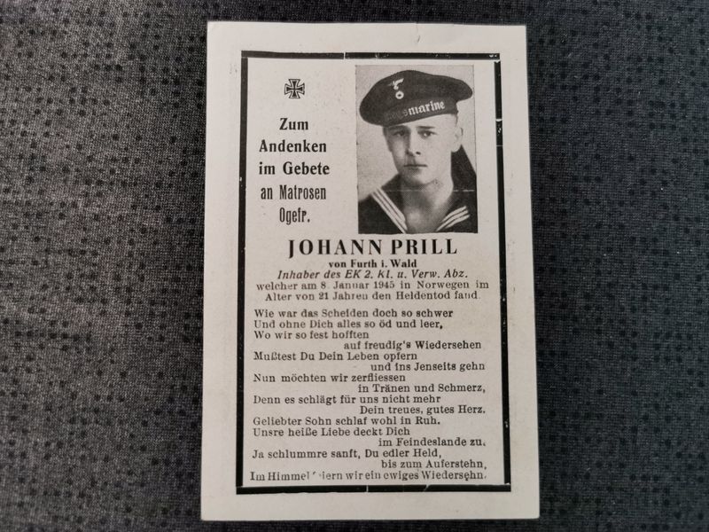 Sterbebild MtrOGfr EK II Endkampf Bergen-Solheim Norwegen - www.mmilitaria.com