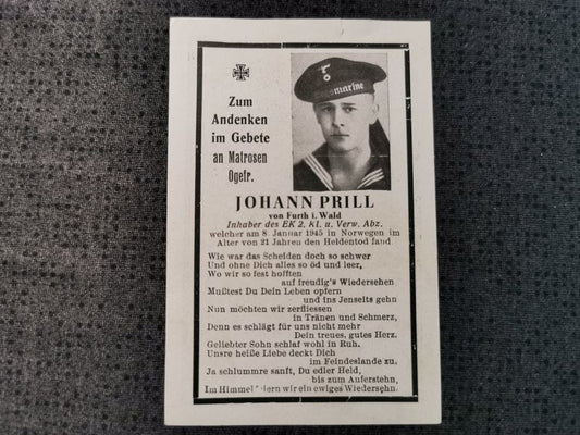 Sterbebild MtrOGfr EK II Endkampf Bergen-Solheim Norwegen - www.mmilitaria.com