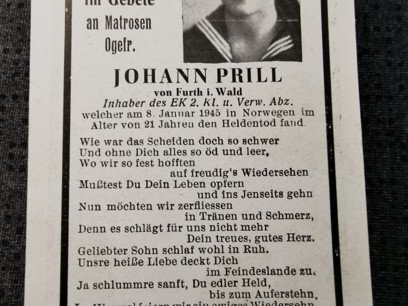 Sterbebild MtrOGfr EK II Endkampf Bergen-Solheim Norwegen - www.mmilitaria.com
