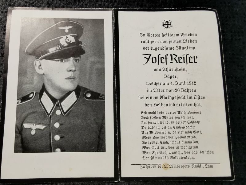 Sterbebild Jäger 7. Komp. Gebirgs Jäger Regt. 206 Waldgefecht Gridino Russland - www.mmilitaria.com