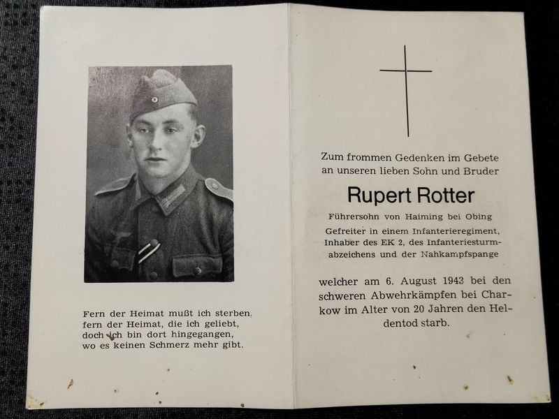 Sterbebild Gefreiter Infanterie Regt. Nahkampfspange schwere Abwehrkämpfe Charkow Ukraine - www.mmilitaria.com