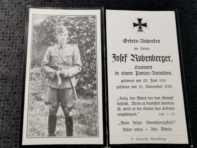 Sterbebild Leutnant 1. Komp. Pion. Batl. 268 Unfall durch Mine 1939 - www.mmilitaria.com