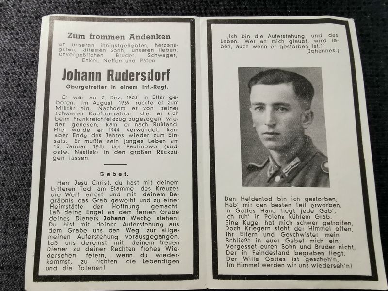 Sterbebild Obergefreiter Ellar 3. Volks-Gren. Regt. 1076 Endkampf Paulinowo Pulawy Polen - www.mmilitaria.com