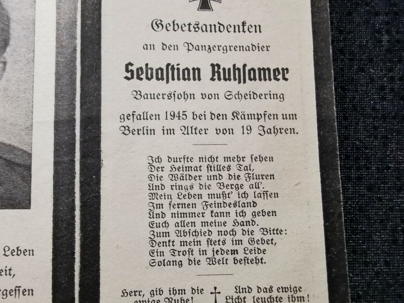 Sterbebild Panzergrenadier Endkampf Berlin Küstrin Heeresgruppe Weichsel Polen - www.mmilitaria.com