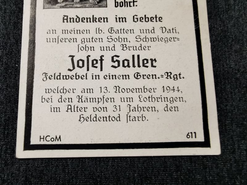 Sterbebild Feldwebel 4. Grenadier Regt. 112 Lörchingen Lothringen Reillon Frankreich - www.mmilitaria.com