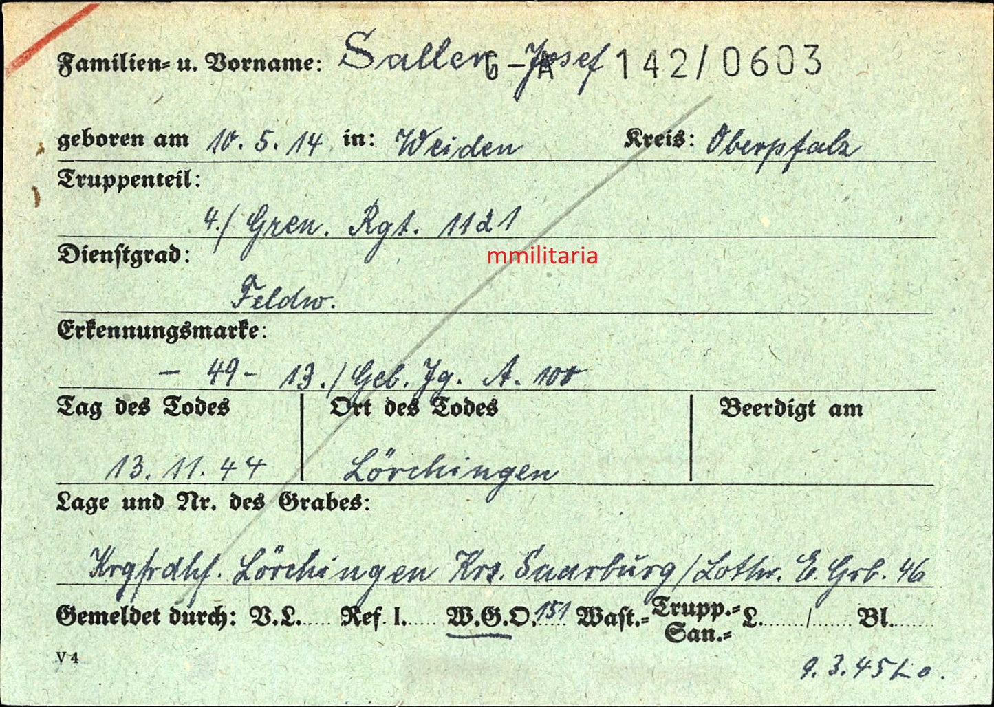 Sterbebild Feldwebel 4. Grenadier Regt. 112 Lörchingen Lothringen Reillon Frankreich - www.mmilitaria.com