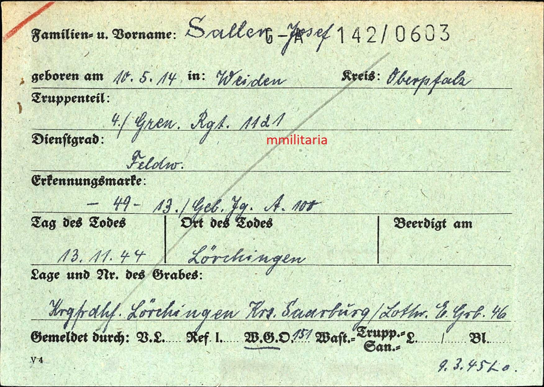 Sterbebild Feldwebel 4. Grenadier Regt. 112 Lörchingen Lothringen Reillon Frankreich - www.mmilitaria.com