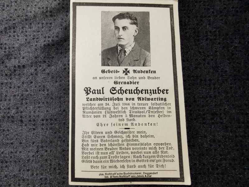 Sterbebild Grenadier Deggendorf Tiraspol Chisinau Moldawien - www.mmilitaria.com