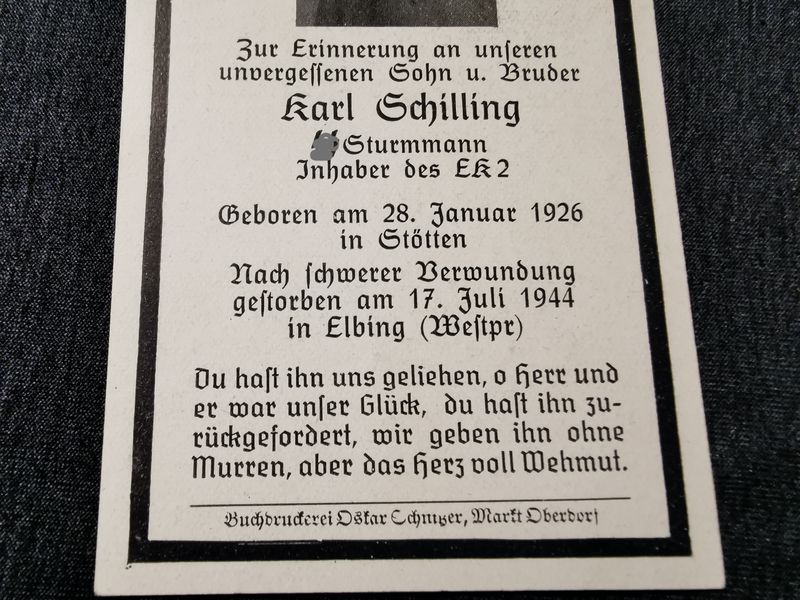 Sterbebild SS Sturmmann EK II Elbing Westpreußen Polen - www.mmilitaria.com
