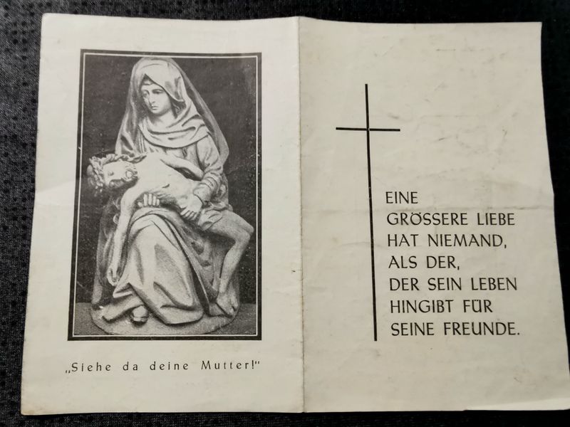 Sterbebild Gefreiter Katzwinkel Jäger Btl. Coronia Sizilien Motta St. Anastasia Italien - www.mmilitaria.com