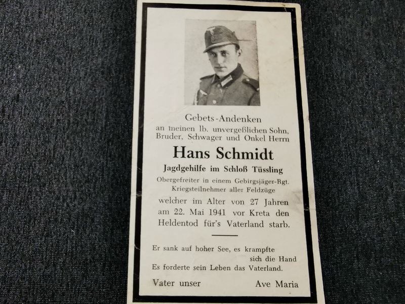 Sterbebild Gefreiter Gebirgsjäger Regt. Kreta Griechenland - www.mmilitaria.com