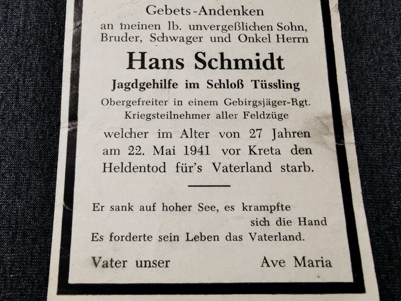 Sterbebild Gefreiter Gebirgsjäger Regt. Kreta Griechenland - www.mmilitaria.com