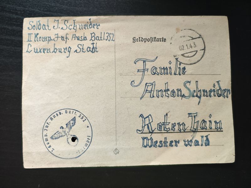 Konvolut Widmung Grenadier 7. Komp. Gren. Regt. 284 Trauerbrief Andacht Feldpost Luxemburg Mjagry Ungarn - www.mmilitaria.com