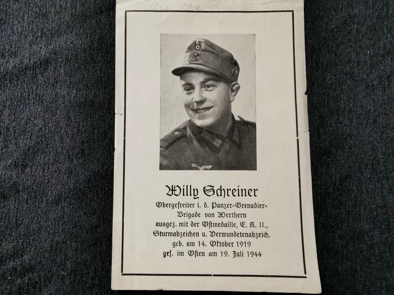 Sterbebild Obergefreiter München Panzer Grenadier Brigade "Von Werthern" Division Großdeutschland Osten - www.mmilitaria.com
