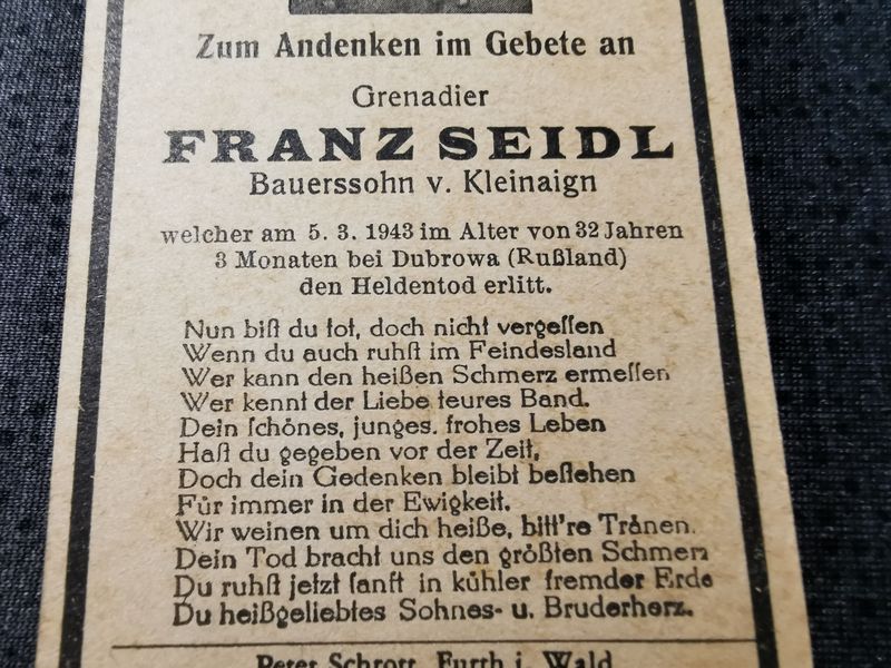 Sterbebild Grenadier 7. Komp. Gren. Regt. 347 Dubrowa Russland - www.mmilitaria.com