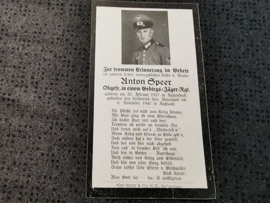 Sterbebild Obergefreiter 2. Komp. Geb. Jäg. Regt. 98 Dubrowskoj Russland - www.mmilitaria.com