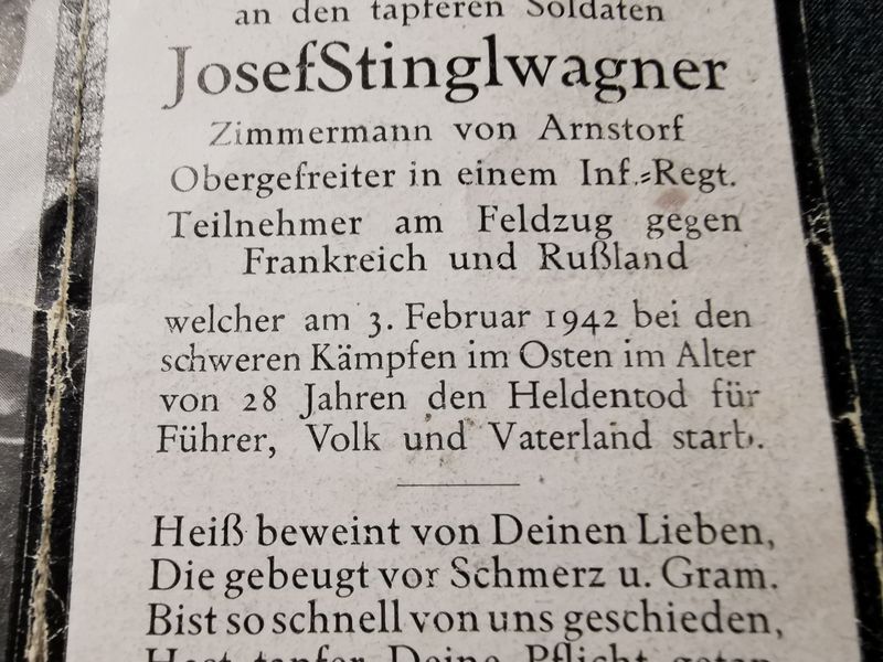 Sterbebild Obergefreiter 11. Komp. Inf. Regt. 423 Spasskaja Polist Russland - www.mmilitaria.com