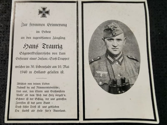 Sterbebild Gefreiter Infanterie Stosstruppe Holland - www.mmilitaria.com