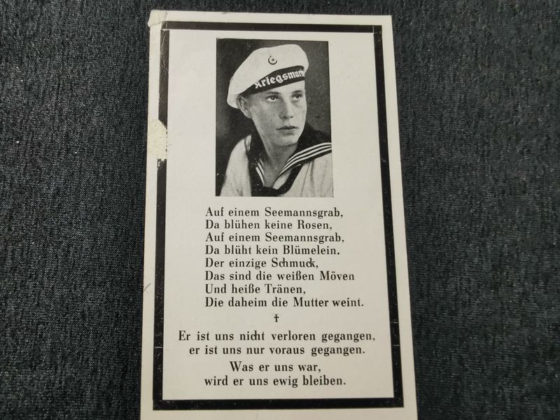 Sterbebild Matrosen Obergefreiter Marine Endkampf Geleitfahrt Ostsee - www.mmilitaria.com