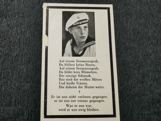 Sterbebild Matrosen Obergefreiter Marine Endkampf Geleitfahrt Ostsee - www.mmilitaria.com