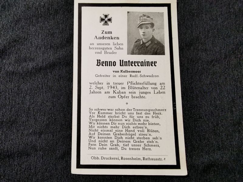 Sterbebild Gefreiter in Radfahr-Schwadron Kuban Russland - www.mmilitaria.com