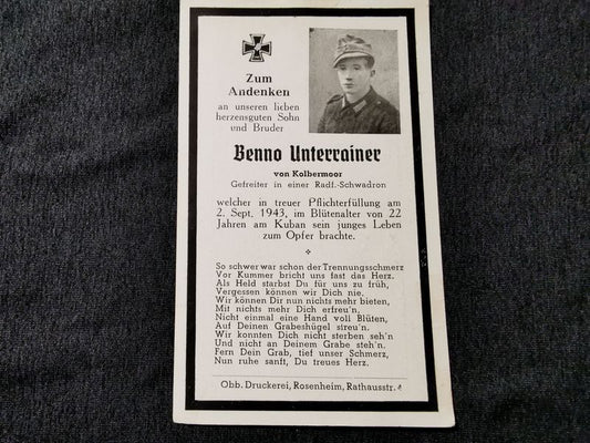 Sterbebild Gefreiter in Radfahr-Schwadron Kuban Russland - www.mmilitaria.com
