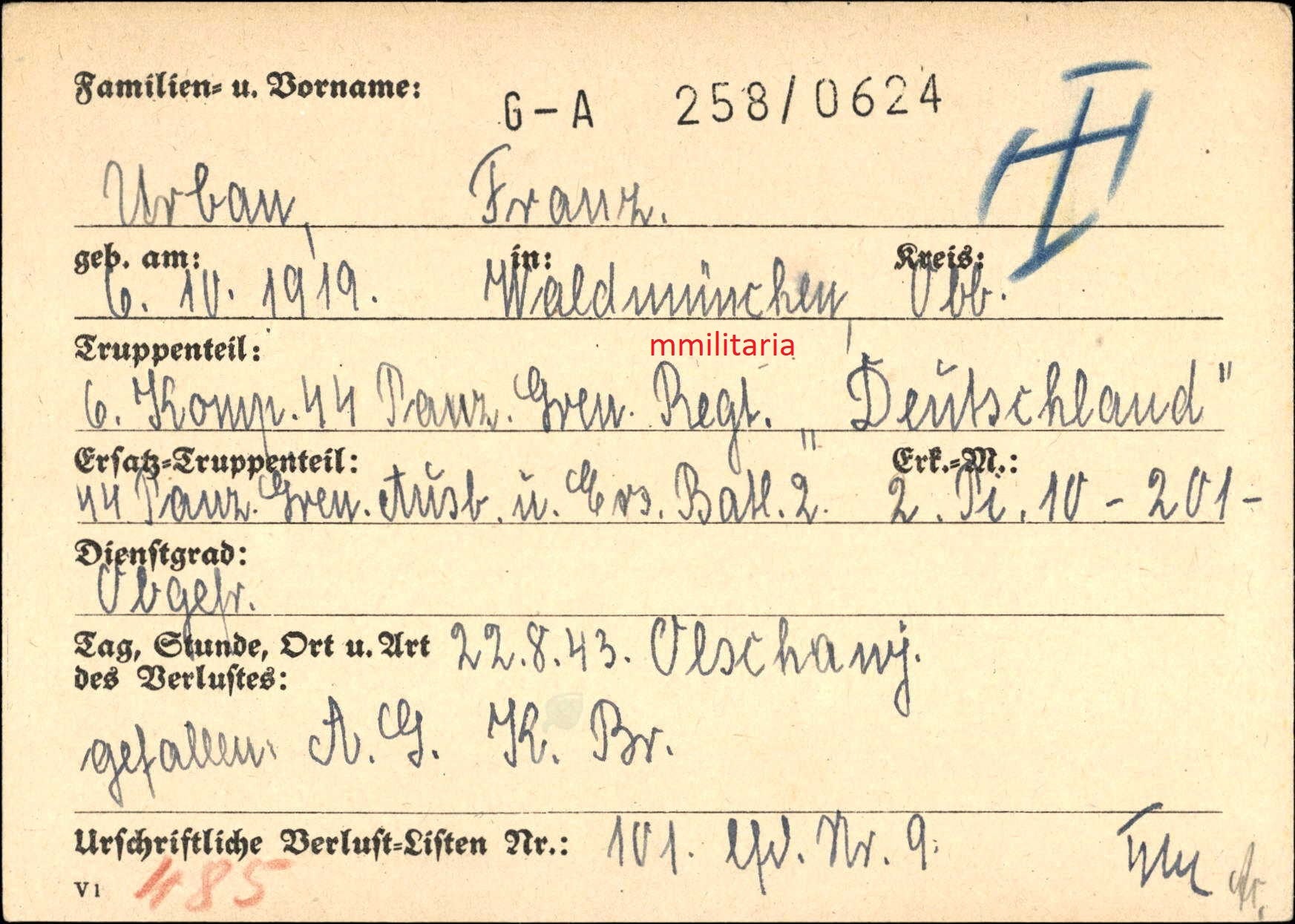 Sterbebild Brüder Obergefreiter 6. Komp. 44 Pz. Gren. Regt. "Großdeutschland" GD Schütze 3.Pz. Jäger Abt 17 Osten - www.mmilitaria.com