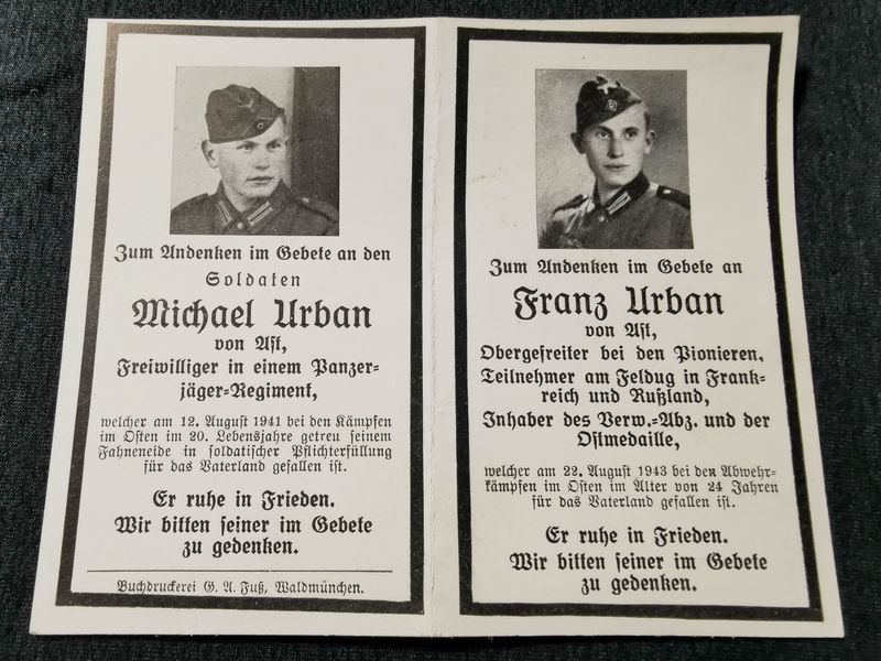 Sterbebild Brüder Obergefreiter 6. Komp. 44 Pz. Gren. Regt. "Großdeutschland" GD Schütze 3.Pz. Jäger Abt 17 Osten - www.mmilitaria.com