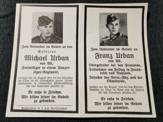 Sterbebild Brüder Obergefreiter 6. Komp. 44 Pz. Gren. Regt. "Großdeutschland" GD Schütze 3.Pz. Jäger Abt 17 Osten - www.mmilitaria.com