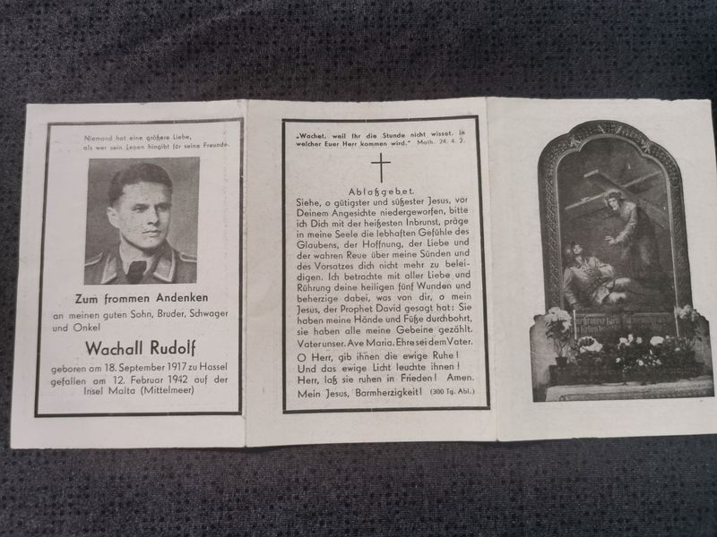 Sterbebild Brüder & Vater Hassel Unteroffizier 7/KG-77 JU-88 Mittelmeer Malta Endkampf Küstrin Ostpreußen Russland - www.mmilitaria.com