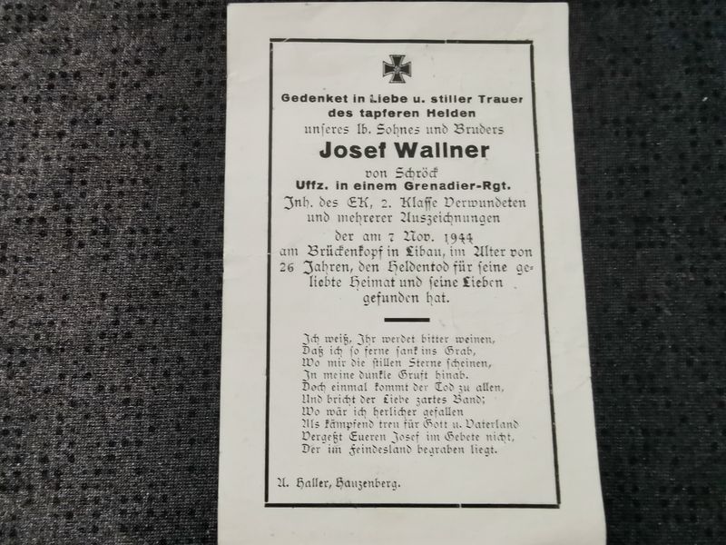 Sterbebild Unteroffizier Grenadier Regt. Brückenkopf Libau Lettland - www.mmilitaria.com