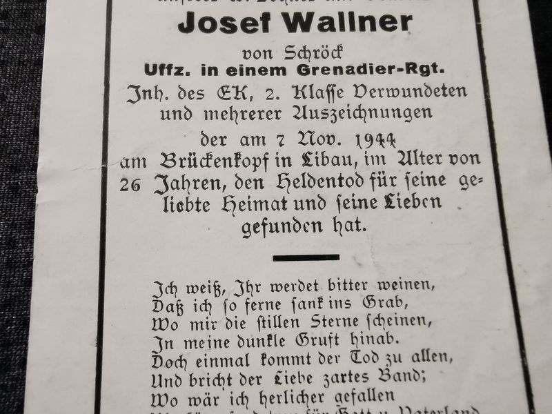 Sterbebild Unteroffizier Grenadier Regt. Brückenkopf Libau Lettland - www.mmilitaria.com