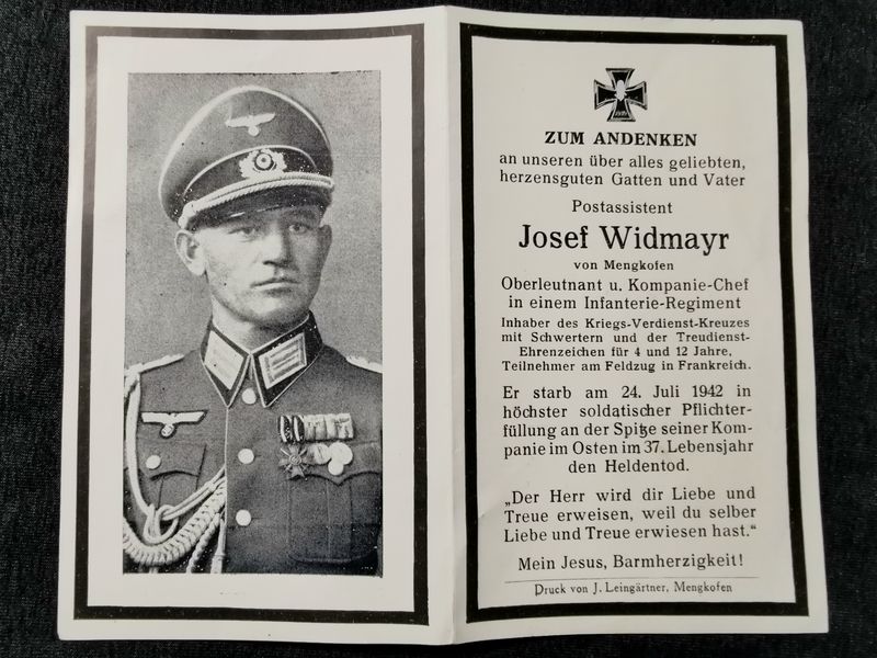 Sterbebild Oberleutnant Kompaniechef 11. Komp. Inf. Regt. 542 Treudienst Ehrenabzeichen Treschewka Russland - www.mmilitaria.com