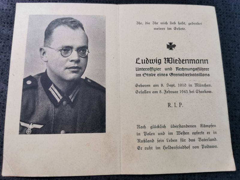 Sterbebild Unteroffizier & Rechnungsführer Stab Inf. Regt. 527 Grenadierbataillons Poltava Charkow Ukraine - www.mmilitaria.com