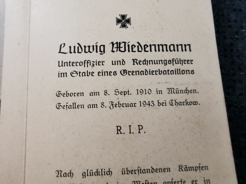 Sterbebild Unteroffizier & Rechnungsführer Stab Inf. Regt. 527 Grenadierbataillons Poltava Charkow Ukraine - www.mmilitaria.com