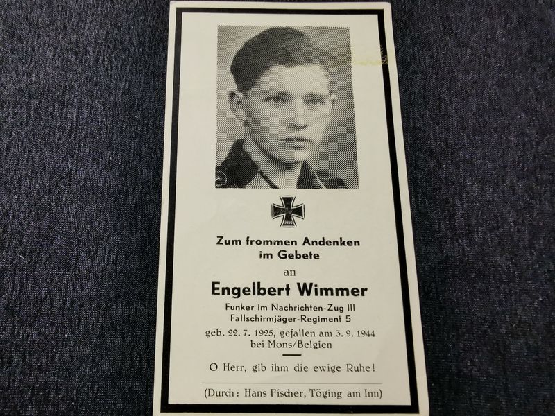 Sterbebild Funker Fallschirmjäger Regt. 5 Nachrichtenzug III Mons Lommel Belgien - www.mmilitaria.com