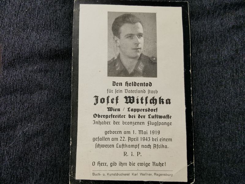 Sterbebild Obergefreiter Lappersdorf 2. Transport Flug-Geschwader 5 Frontflugspanne Cap Bon Afrika Italien - www.mmilitaria.com
