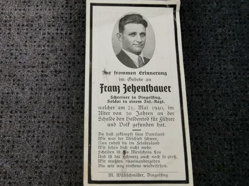 Sterbebild Schütze 10. Komp. Inf. Regt. 62 Scheldemündung Tournai Lommel Belgien - www.mmilitaria.com