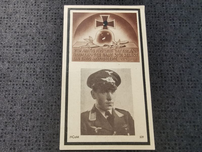 Sterbebild Oberfeldwebel 5. Staffel Nacht Jagd Geschwader 3 5/NJG-3 Bf 110 Dammholm / Holstein Deutschland - www.mmilitaria.com