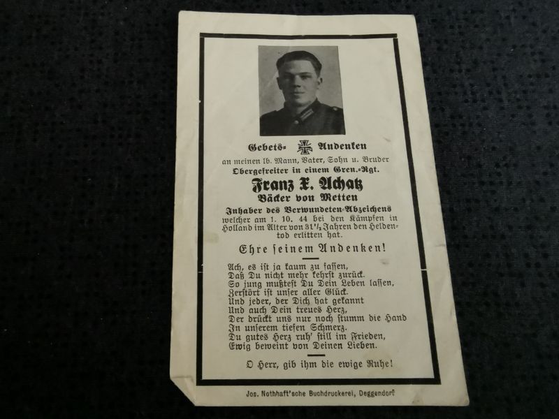 Sterbebild Obergefreiter Grenadier Regt. Mierlo Nordbrabant Ysselsteyn Holland - www.mmilitaria.com