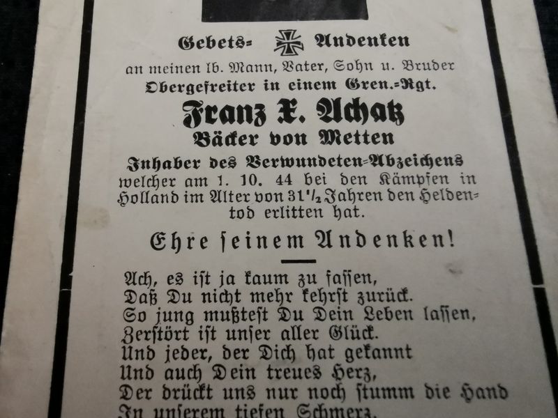 Sterbebild Obergefreiter Grenadier Regt. Mierlo Nordbrabant Ysselsteyn Holland - www.mmilitaria.com