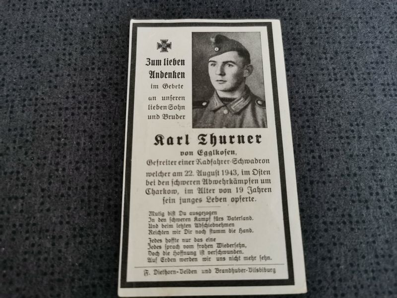 Sterbebild Gefreiter Radfahr-Schwadron schwere Abwehrkämpfe Charkow Ukraine - www.mmilitaria.com